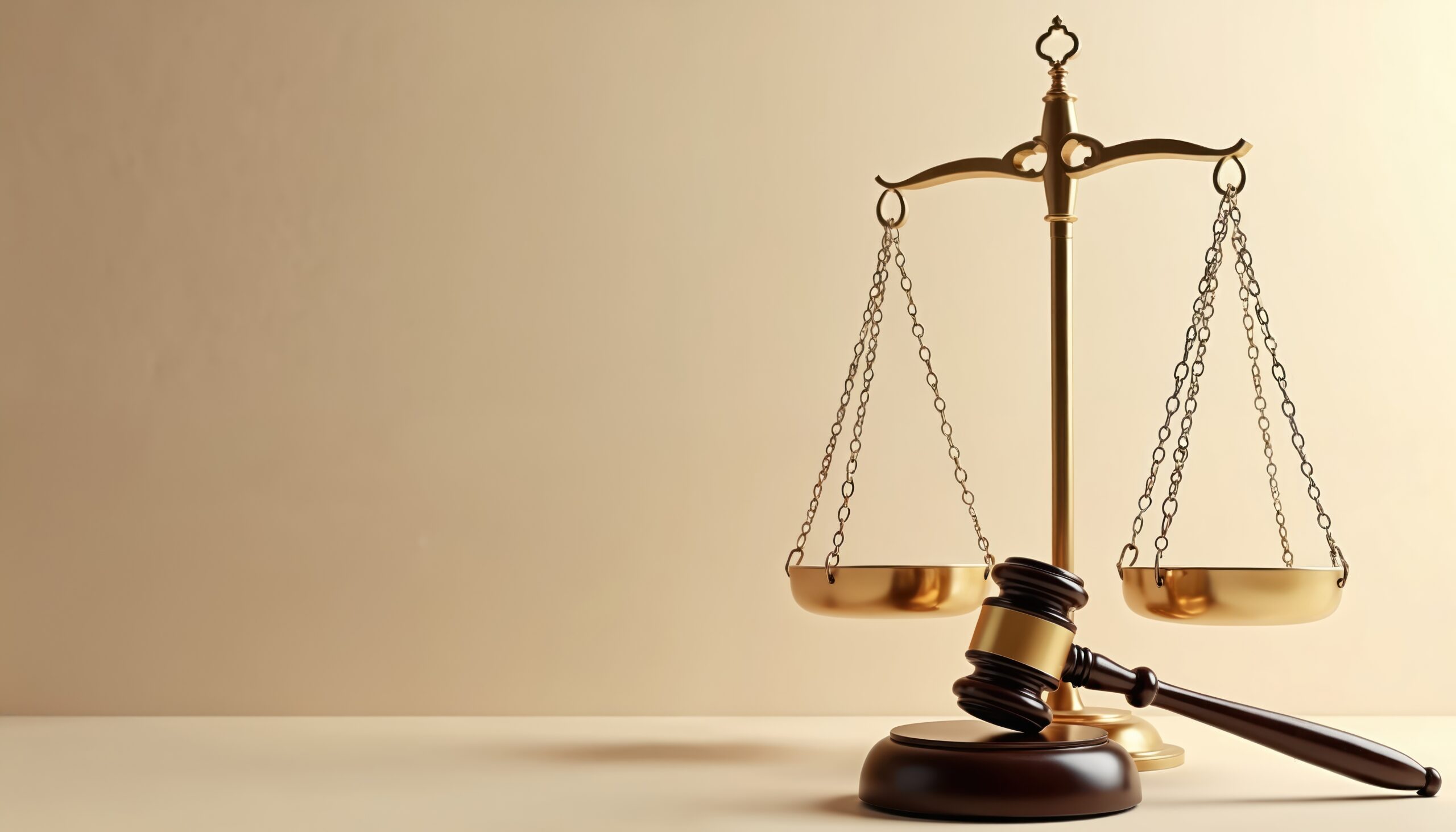 Conceptual image features gavel with scales